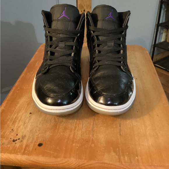 Black and Purple High-Top Sneakers - Picture 1 of 16